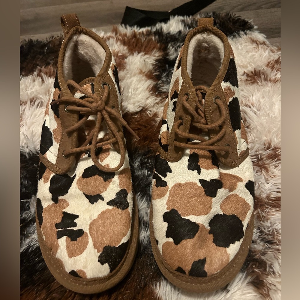 Cow print uggs size 9
